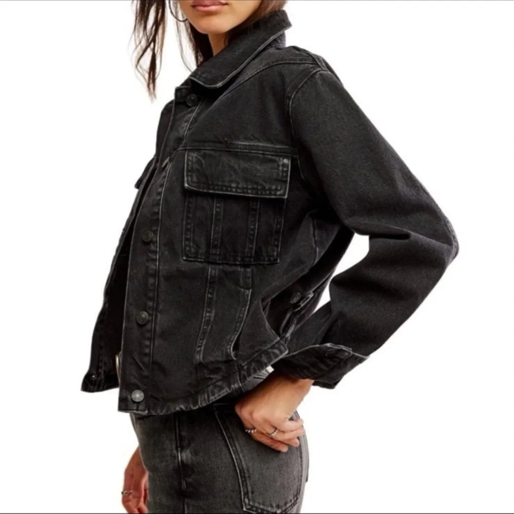 Free People women’s cotton jade classic denim jacket size XL - Picture 3 of 8
